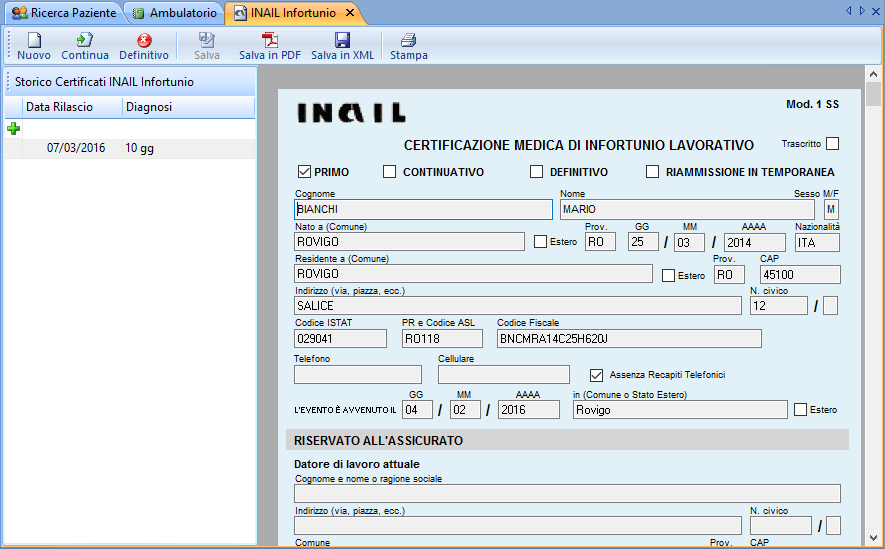 Modello 108 Inail Medico 2000 - V6